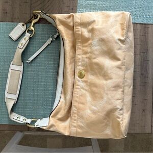 Elegant Coach Khaki Scribble Shoulder Bag